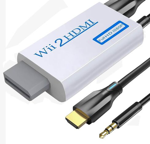 Sartyee Wii to HDMI Converter, Wii2 to HDMI for HD Video Audio Output with 3.5mm Audio Jack, Supports All Wii Display Modes 1080P 720P, Wii, Wii U, HDTV, Monitor, NTSC in Kuwait