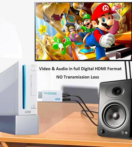 Sartyee Wii to HDMI Converter, Wii2 to HDMI for HD Video Audio Output with 3.5mm Audio Jack, Supports All Wii Display Modes 1080P 720P, Wii, Wii U, HDTV, Monitor, NTSC in Kuwait