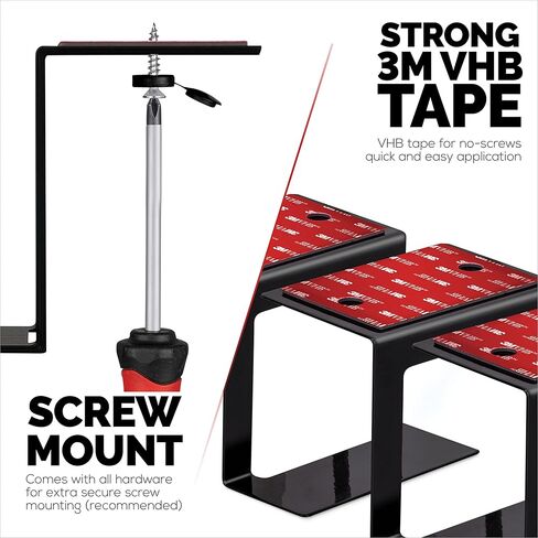 BRAINWAVZ 3" Under Desk Laptop & Device Holder Mount, Adhesive & Screw in, Devices Upto 3" - Small Computers Laptops MacBook Surface Keyboard Routers Modems Cable Box Network Switch & More (Black) in Kuwait