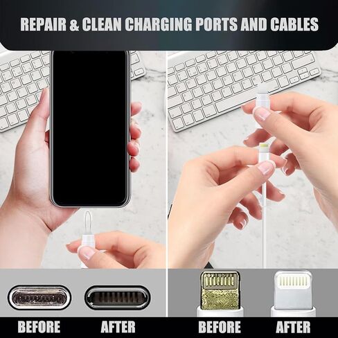 Multi-Function Cleaning Repair Kit with Soft Brush for iPhone, Cleaner Kit for Phone Charging Port & Speaker, Charger Cables, Headphones, Watch, iPhone, iPad, Camera(White) in Saudi Arabia