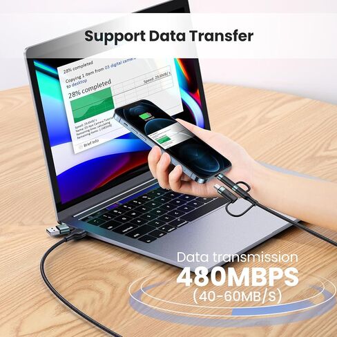3-in-1 USB C Multi Fast Charging Cable 60W 4FT Nylon Multi Charger in Kuwait