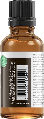 Viva Doria 100% Pure Clove Bud Essential Oil, Undiluted, Food Grade, 15 mL (0.5 fl oz) in Kuwait