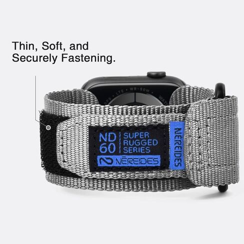 Nereides Rugged Nylon Band Compatible with Apple Watch Ultra 3/2/1 (49mm), Series 11/10/9/8/7/6/5/4 & SE3/SE2/SE (46mm 45mm 44mm), Tactical Sports Strap for Men (L, Black) in Kuwait