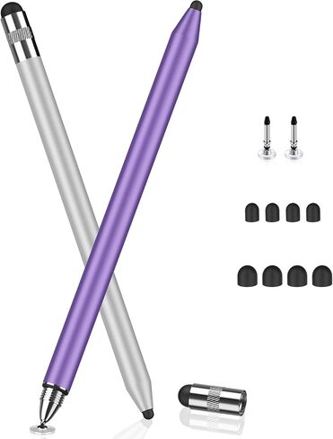 MEKO 3 in 1 Stylus Pens for Touch Screens, High Sensitivity & Precision Capacitive Stylus Pencil for Apple iPad iPhone Tablets Samsung Galaxy All Universal Touchscreen Devices (2 Pack-Black/Rose Gold) in Kuwait