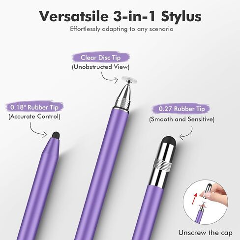 MEKO 3 in 1 Stylus Pens for Touch Screens, High Sensitivity & Precision Capacitive Stylus Pencil for Apple iPad iPhone Tablets Samsung Galaxy All Universal Touchscreen Devices (2 Pack-Black/Rose Gold) in Kuwait
