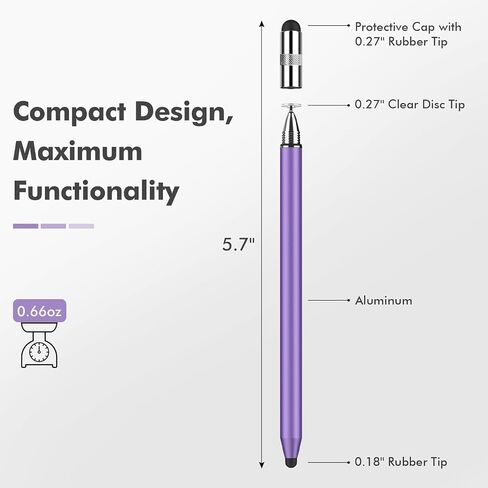 MEKO 3 in 1 Stylus Pens for Touch Screens, High Sensitivity & Precision Capacitive Stylus Pencil for Apple iPad iPhone Tablets Samsung Galaxy All Universal Touchscreen Devices (2 Pack-Black/Rose Gold) in Kuwait