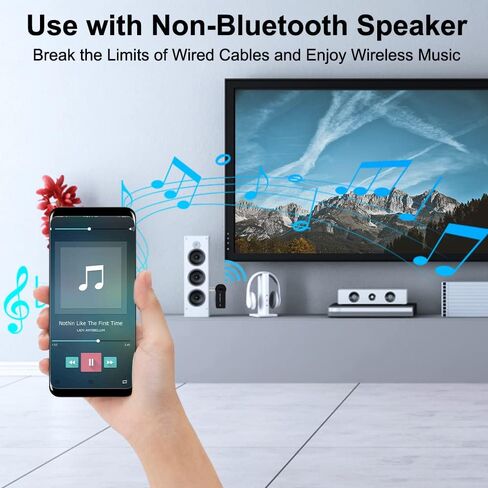 محول بلوتوث 5.0 3.5 ملم جاك Aux Dongle، جهاز استقبال إرسال لاسلكي محمول للتلفزيون/الكمبيوتر الشخصي/سماعات الرأس/السيارة/المسرح المنزلي، مستقبل موسيقى محول الصوت بلوتوث USB، زمن الوصول المنخفض، التوصيل والتشغيل in Kuwait