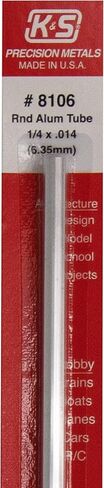 أنبوب ألومنيوم دائري K & S K&S 83062، 5/16 بوصة OD × 0.049 بوصة جدار × 12 بوصة طول، قطعة واحدة، صنع في الولايات المتحدة الأمريكية in Kuwait