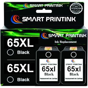 استبدال خرطوشة حبر Smart Printink 65XL لحبر HP 65 XL (أسود وثلاثي الألوان) عالي الإنتاجية - متوافق: Envy 5055 5052 5058 DeskJet 3755 2655 3720 3722 3723 3752 3758 2652 2624