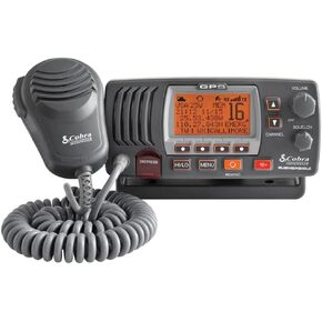 Cobra MR F77B GPS Fixed Mount VHF Marine Radio – 25 Watt VHF, Built-In GPS Receiver, Submersible, LCD Display, Noise Cancelling Mic, NOAA Weather, Signal Strength Meter, Scan Channels, Black/Grey