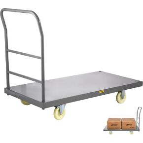 VEVOR Heavy-Duty Platform Truck, 2000 LBS Steel Flatbed Cart, 47" L x 24" W x 32" H Flat Dolly, Hand Trucks with 5" Nylon Casters, Movable Utility Push Carts for Luggage Moving, Shopping