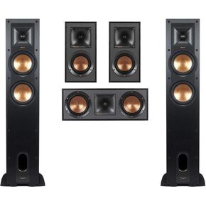 Klipsch Reference 5.2 Home Theater System, 2X R-26FA Floorstanding Speaker, R-52C Center Channel Speaker, 2X R-41M Bookshelf Speaker, 2X R-12SW Subwoofer, Black