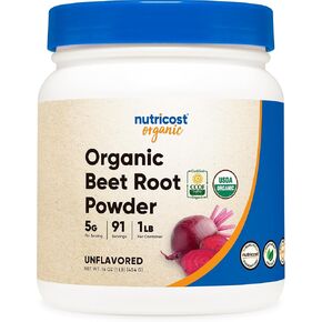 Nutricost Organic Beet Root Powder 1 LB - Vegan, Superfood, Certified USDA Organic