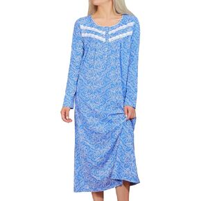 JRYNOEU Long Cotton Nightgowns for Women Long Sleeve Night Gowns Women's Sleepwear Full Length Nightdress Soft Loungewear