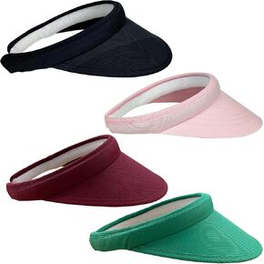 4 Pack Sun Visor Hats Women Men Clip on Cotton Wide Brim Visors Hat Outdoor Sports Golf Beach Travel Tennis Caps in Saudi Arabia