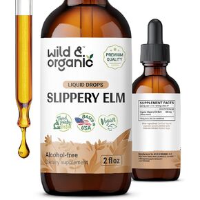 Slippery Elm Liquid Drops - Organic Slippery Elm Bark Tincture - Vegan, Alcohol Free - 4 fl oz