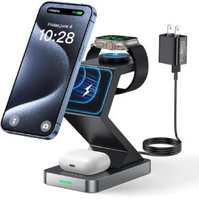 JARGOU Magnetic Wireless Charging Station,3 in 1 Wireless Charger for iPhone 14 13 12 Pro/Max/Mini/Plus,Magnetic Charger Stand Compatible for iWatch Ultra/8/7/SE/6/5/4/3/2,AirPods Wireless/Pro
