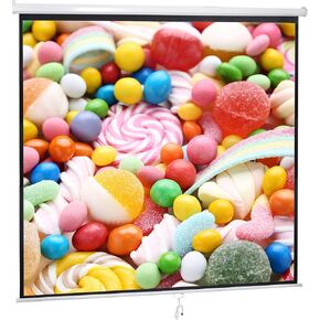 ZENY Portable Projector Screen Manual Pull Down 120 Inch 1:1 Hanging Projection Screen 4K Indoor Outdoor Movies Screen for Home Theater Office Video Game