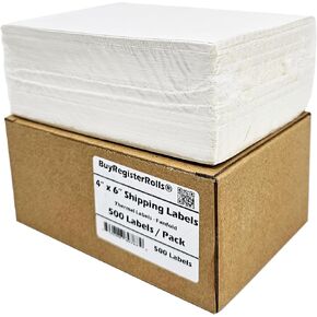 4x6 shipping label (1 Stack - 500 Labels) Perforated Postage Thermal Shipping Labels, (Pack of 500 4x6 Fan-Fold Labels) - Commercial Grade Permanent Adhesive Labels