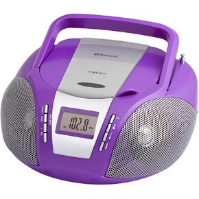 HANNLOMAX HX-322CD Portable CD Boombox with Radio, AM/FM Radio, Bluetooth, Aux-in, AC/DC Dual Power Source. (Pink)