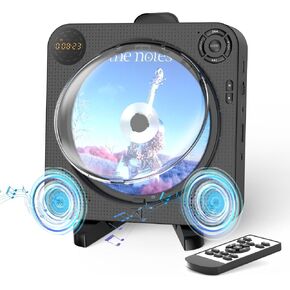 CD Player Portable, Bluetooth CD Player with Speakers Wall CD Player for Home Rechargeable with Remote Control FM Radio Digital Screen Headphone Jack, Portable CD Player for Car Support AUX USB