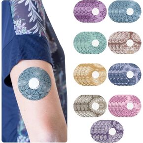 TrelaCo 36 Pcs Adhesive Patches Compatible with G7 Breathable 9 Styles Colorful Mandala Floral Pre Cut Adhesive Tape for Continuous Glucose Monitor Protection