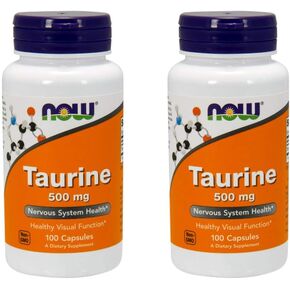 NOW Taurine 500mg, 100 Capsules (Pack of 3)