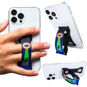 LoveHandle PRO Premium Phone Grip - Silicone Phone Strap - Magnetic Phone Mount and Kickstand for Smartphone and Tablet - Alien Cattle Rustlers Silicone