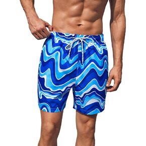 Floerns Men's Boho Swim Trunks Graphic Print Drawstring Waist Shorts Bathing Suit