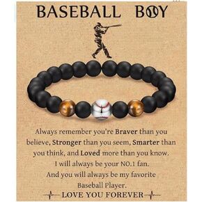 COLORFUL BLING Baseball Power Bracelet Silver Plated Fashion Baseball Sports Charm Beads Fit Pandora Black and Grey All in Faith Jewelry for Men Women