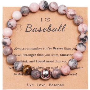 COLORFUL BLING Baseball Power Bracelet Silver Plated Fashion Baseball Sports Charm Beads Fit Pandora Black and Grey All in Faith Jewelry for Men Women