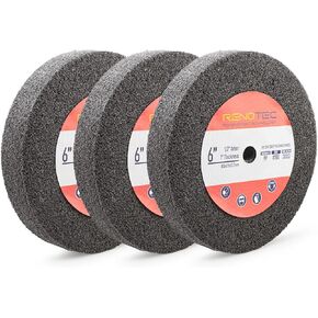 6 inch 9P Hardness Deburring Wheel, Pack of 3, 180 Grit, Nylon Fiber Buffing Wheels. for Bench Grinder Buffing Machine Polishing Stainless Steel. 1/2 inch Arbor, 1 inch Thickness
