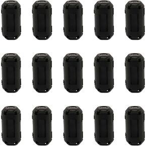 15Pcs 5mm Clip-on Ferrite Ring Core RFI EMI Noise Suppressor Cable Clip for Telephones,Tvs,Speakers,Radio,Audio Equipment Noise Suppressor Video Cable Power Cord