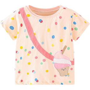 Toddler Girls T-Shirt Short Sleeve Shirt Unicorn Bunny Print Cute Summer Tops Tees Dinosaur Graphic