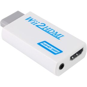 Aokin Wii to HDMI Converter, Wii to HDMI Adapter 1080P 720P Output Video with 3.5mm Audio Jack, fit for Wii Connect HDTV, Monitor - Supports All Wii Display Modes, Includes 1.5m/4.9feet HDMI Cable