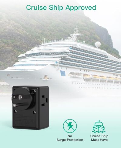 Outlet Extender Multi Plug Outlet - USB Wall Charger with 3 USB Ports (1 USB C), No Surge Protector Cruise Essentials for Ship and Travel, ETL Listed in Kuwait