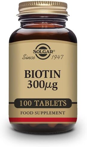 Solgar Biotin 300 mcg - 100 Tablets - Supports Healthy Skin, Nails & Hair - Non-GMO, Vegan, Gluten Free, Dairy Free, Kosher, Halal - 100 Servings in Saudi Arabia