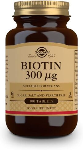Solgar Biotin 300 mcg - 100 Tablets - Supports Healthy Skin, Nails & Hair - Non-GMO, Vegan, Gluten Free, Dairy Free, Kosher, Halal - 100 Servings in Saudi Arabia