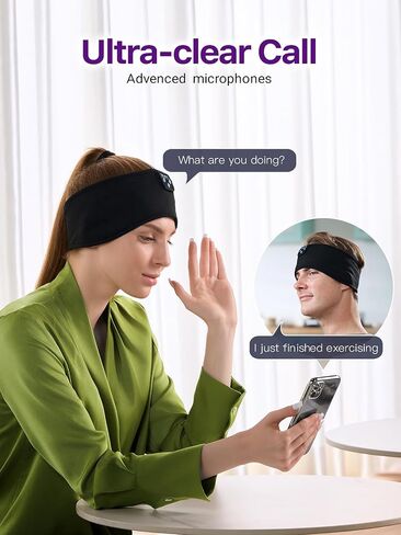 سماعات رأس Fulext للنوم - بلوتوث - عصابة رأس للنوم - سماعات رأس للنوم للنوم الجانبي، فرقة موسيقية مرنة، قناع عين لاسلكي ASMR مريح، هدايا عيد الحب لها والزوج والنساء والرجال in Kuwait