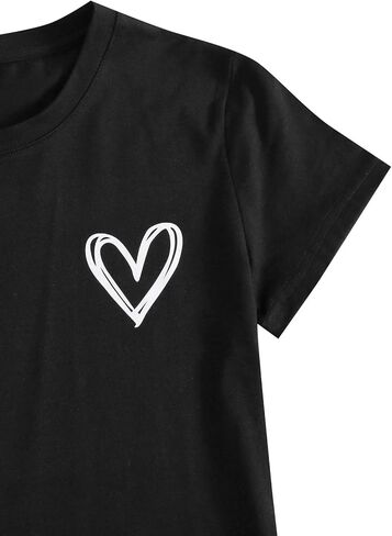 تي شيرت SweatyRocks للسيدات مطبوع عليه قلب صيفي بأكمام قصيرة ومضحك in Kuwait
