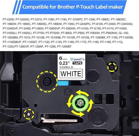 USUPERINK 2PK متوافق مع شريط صانع الملصقات Brother P-Touch TZe-FX221 TZ-FX221 TZe-221 TZ-221 أسود على أبيض 9 مم 3/8 بوصة 0.35 بوصة شريط ملصقات TZe TZ مرن لـ PT-D200 PT-D200G PT- D210 PT-1090 in Kuwait