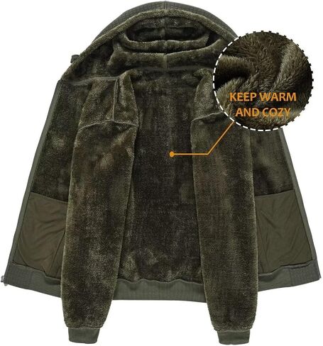 yuyangdpb Men's Zip Up Hoodie Heavyweight Fleece Sherpa Lined Sweatshirt Jackets Winter Warm Coats in Saudi Arabia