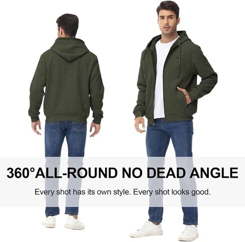 yuyangdpb Men's Zip Up Hoodie Heavyweight Fleece Sherpa Lined Sweatshirt Jackets Winter Warm Coats in Saudi Arabia
