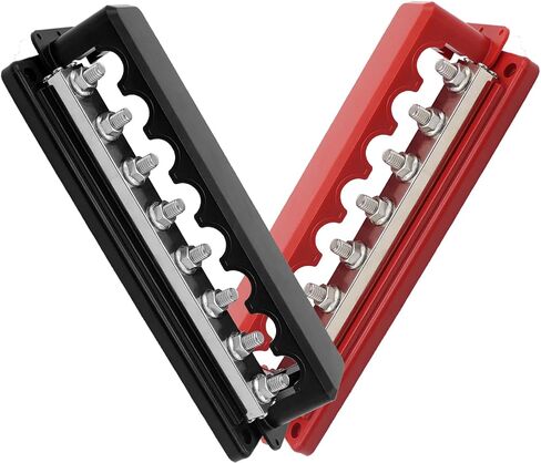 600A Bus Bar Heavy Duty Power Distribution Block 48V DC Busbar Box with 8 x M10(3/8") Terminal Studs for Battery Marine Automotive RV Car Truck (Black & Red) in Kuwait
