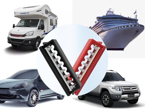 600A Bus Bar Heavy Duty Power Distribution Block 48V DC Busbar Box with 8 x M10(3/8") Terminal Studs for Battery Marine Automotive RV Car Truck (Black & Red) in Kuwait