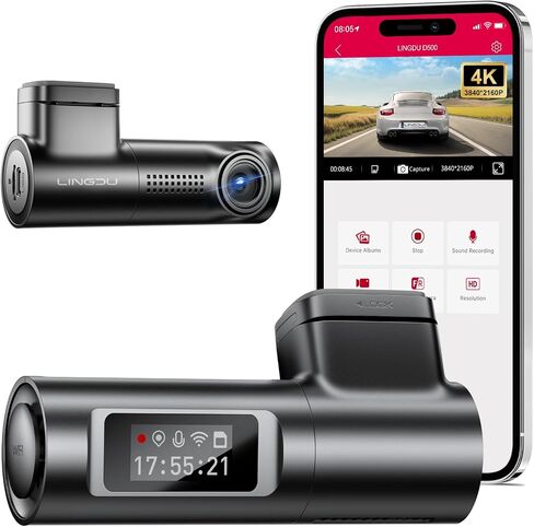 LINGDU D100 Smart Dash Cam for Cars, 2K Dash Cam with GPS WI-FI, Car Camera with 0.96" LCD Display, Night Vision, WDR, Parking Mode, Loop Recording, G-Sensor, 150° Wide Angle in Kuwait