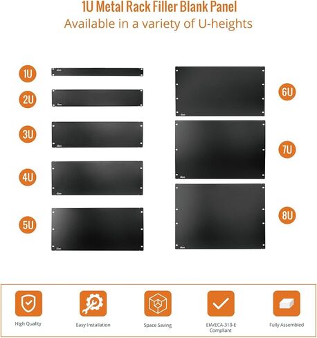 Tecmojo Rack Mount Blank Panel 1U-8U أسود (1U Solid) in Saudi Arabia