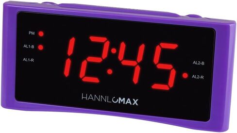 راديو منبه HANNLOMAX HX-151CR، راديو PLL AM/FM، منبه مزدوج، شاشة LED حمراء 1.2 بوصة، تشغيل التيار المتردد فقط. (وردي) in Kuwait