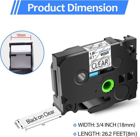 USUPERINK 2PK Compatible for Brother P-Touch TZe-S641 TZ-S641 TZe-641 TZ-641 Black on Yellow 18mm 3/4 inch 0.7'' x 26.2ft Extra Strength Label Tape for PT-D400 D600 E300 E500 P700 Label Maker in Kuwait