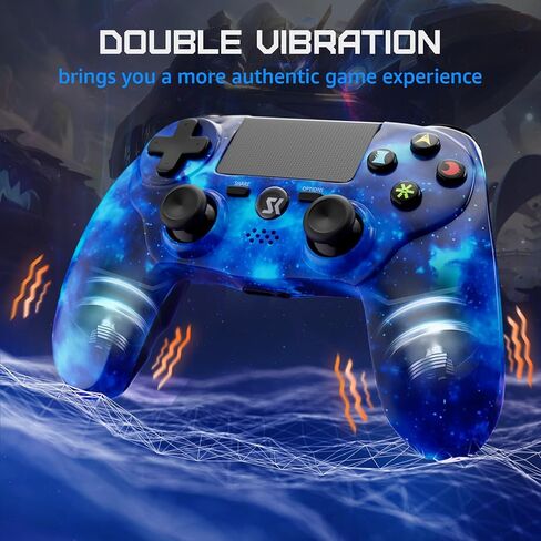 ISHAKO لوحدة تحكم PS4 اللاسلكية، وحدة تحكم Gamepad متوافقة مع Playstation 4/Slim/Pro/PC/Android/Mac مع اهتزاز مزدوج، تحكم في الحركة بستة محاور، مقبس صوت 3.5 ملم، لوحة لمس متعددة، زر مشاركة in Kuwait